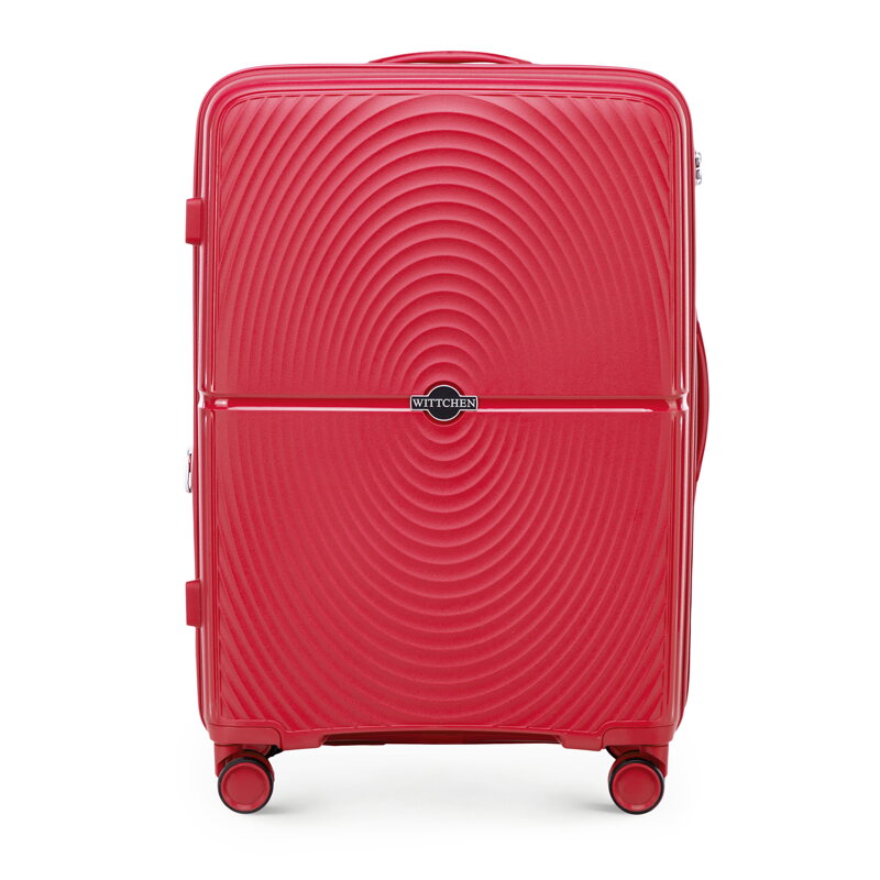 Średnia walizka z polipropylenu w okręgi czerwona 56-3T-302-31 Średnia walizka z polipropylenu w okręgi czerwona 56-3T-302-31
