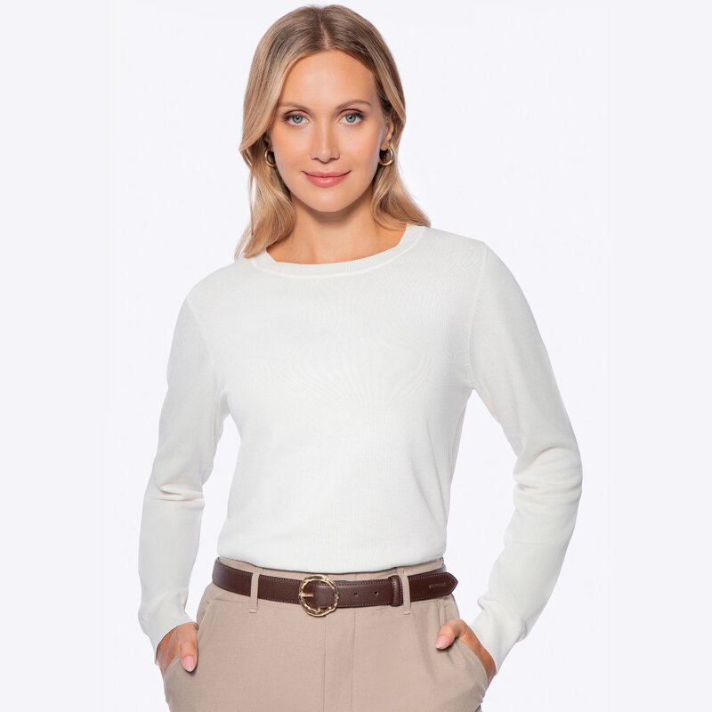 Sweter damski z wiskozy i nylonu kremowy 29-99-002-0 Sweter damski z wiskozy i nylonu kremowy 29-99-002-0