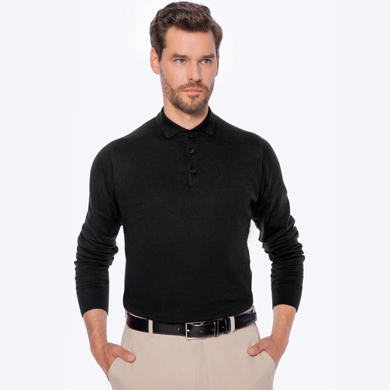 Sweter męski z bawełny z domieszką kaszmiru czarny M0-99-106-1 Sweter męski z bawełny z domieszką kaszmiru czarny M0-99-106-1