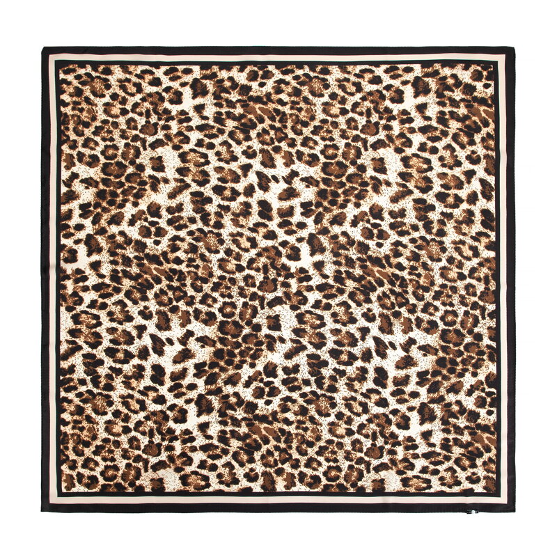 Jedwabna chusta damska w panterkę beżowo - brązowa 103-7D-S02-X2