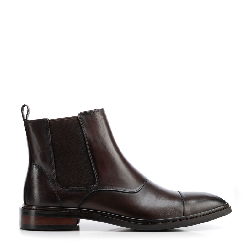 Eleganckie sztyblety męskie ze skóry naturalnej ciemny brąz 103-M-501-4