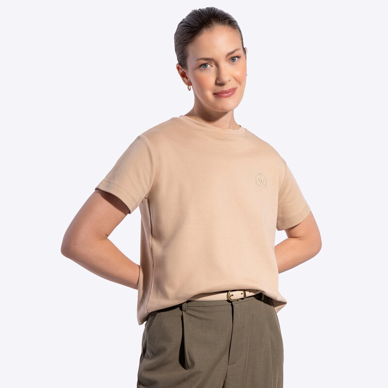 T-shirt damski z bawełny beżowy D0-99-100-9 T-shirt damski z bawełny beżowy D0-99-100-9