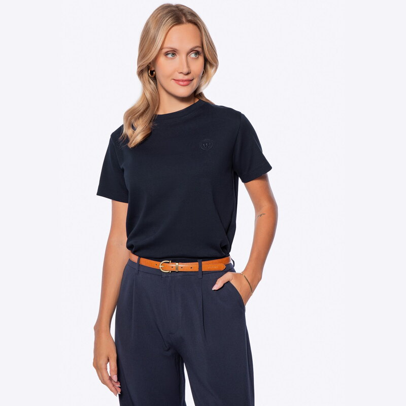 T-shirt damski z bawełny granatowy D0-99-100-N T-shirt damski z bawełny granatowy D0-99-100-N