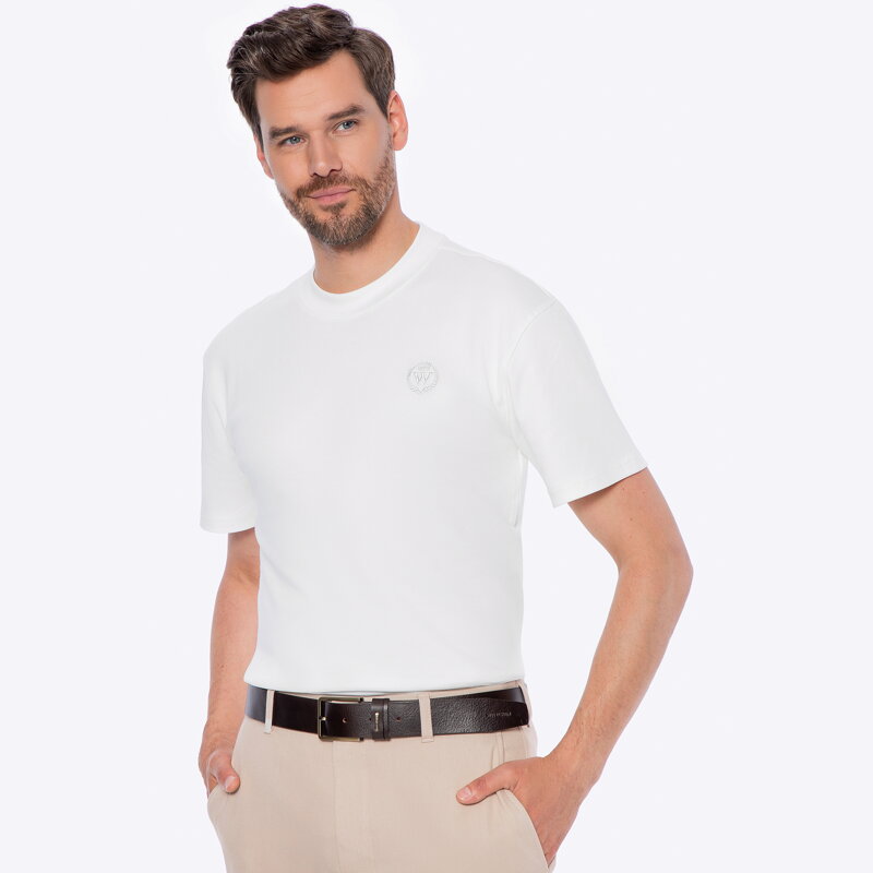 T-shirt męski z bawełny biały M0-99-100-0 T-shirt męski z bawełny biały M0-99-100-0