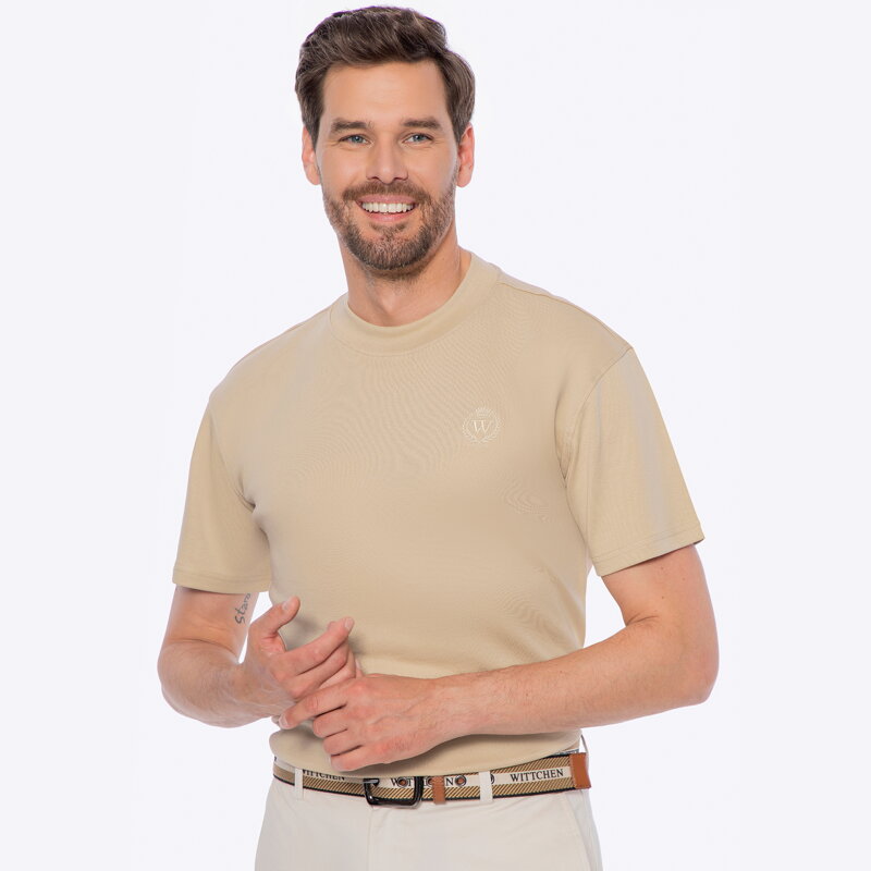 T-shirt męski z bawełny beżowy M0-99-100-9