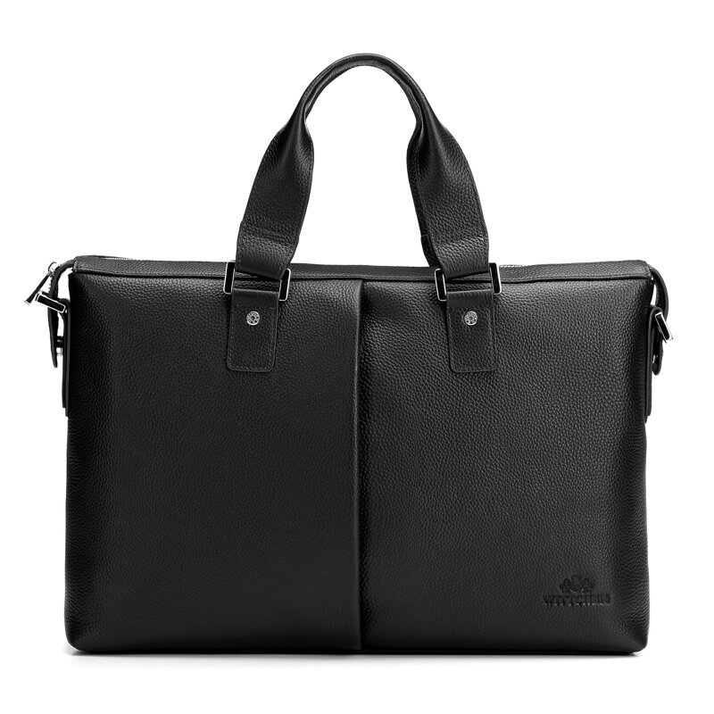 Torba na laptopa 15,6” ze skóry naturalnej groszkowej czarna 29-3U-303-1