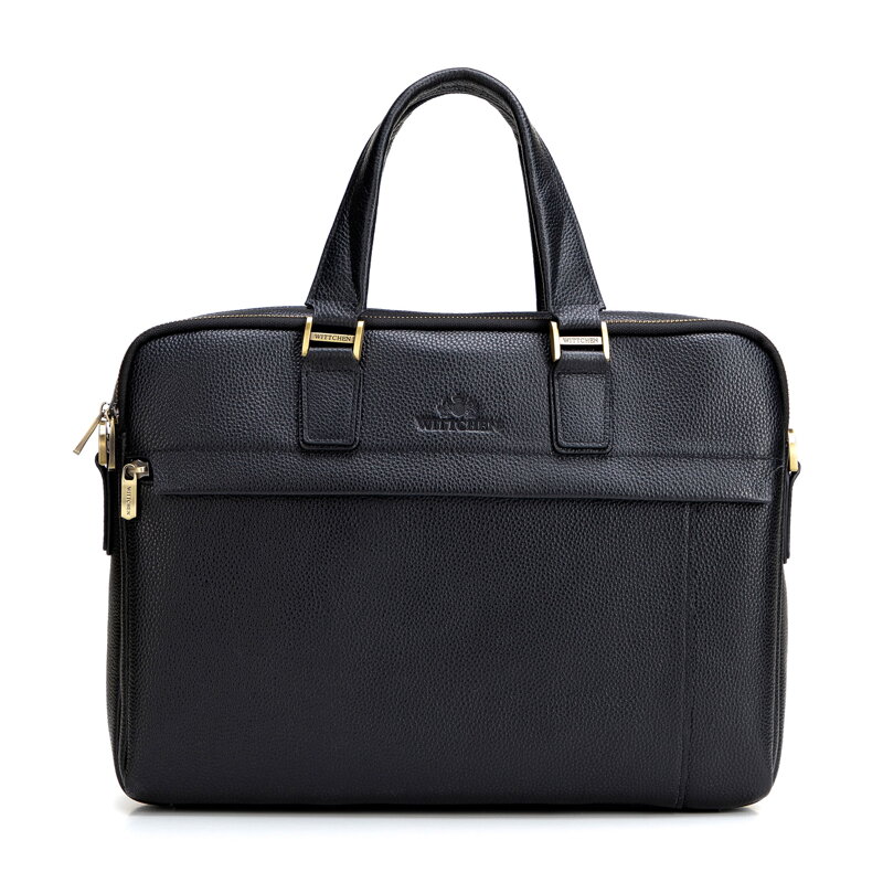 Torba na laptopa 15” ze skóry naturalnej dwukomorowa czarna 29-3U-302-1