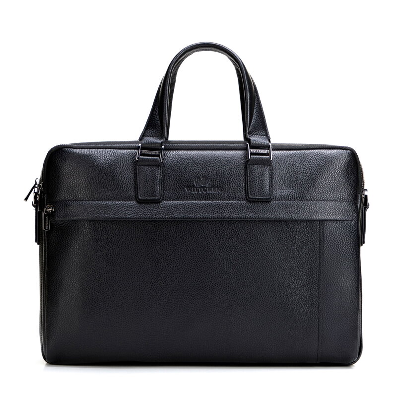 Torba na laptopa 15,6” ze skóry naturalnej dwukomorowa czarna 29-3U-305-1