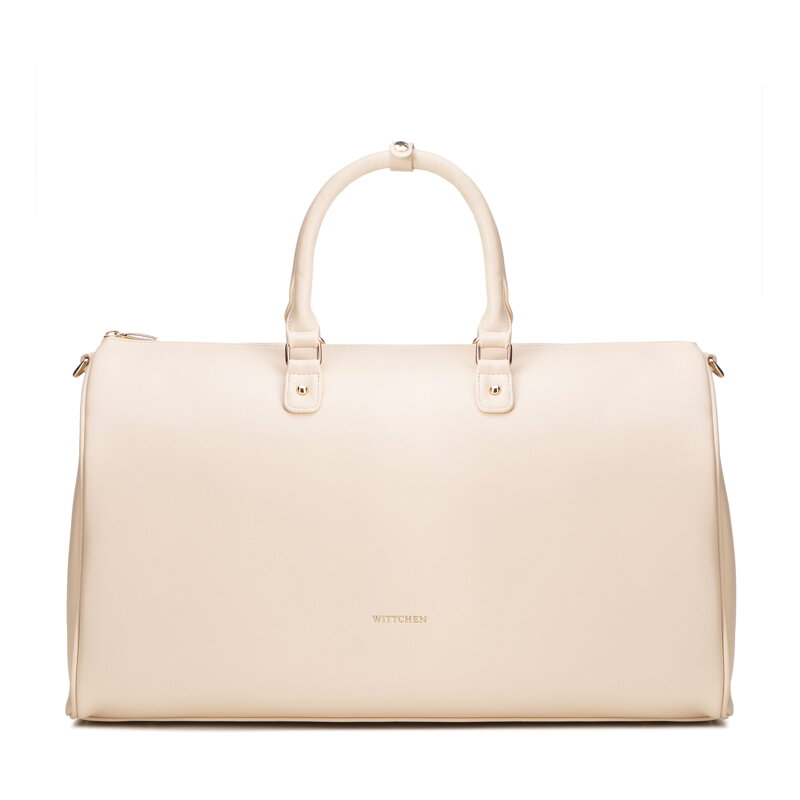 Torba podróżna damska z imitacji skóry z regulowanym paskiem kremowa 102-4Y-906-0