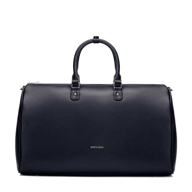 Torba podróżna damska z imitacji skóry z regulowanym paskiem czarna 102-4Y-906-1