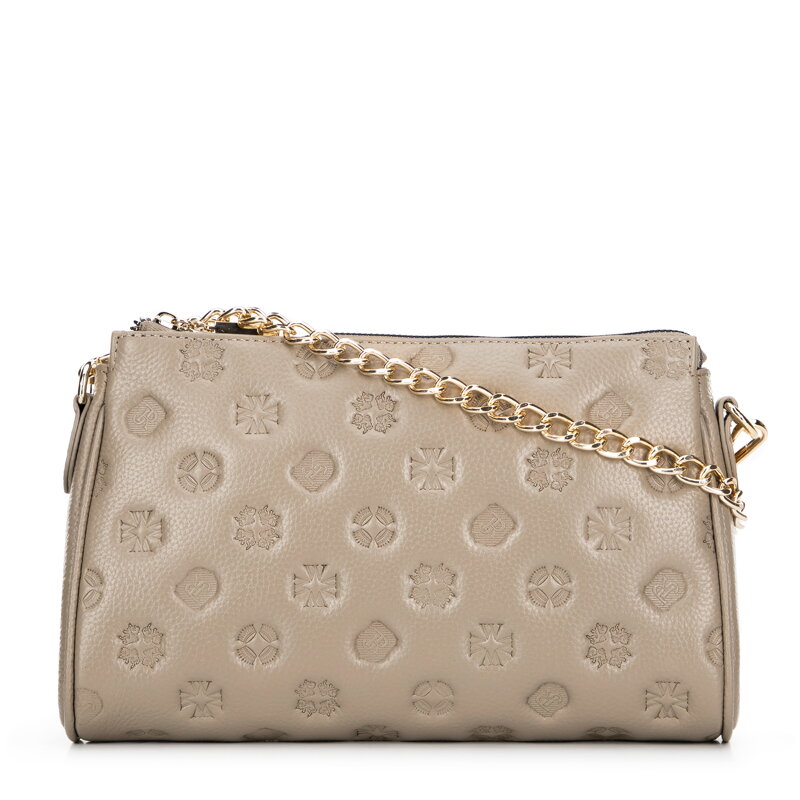 Torebka crossbody skórzana w tłoczenie beżowa 99-4E-307-8 Torebka crossbody skórzana w tłoczenie beżowa 99-4E-307-8