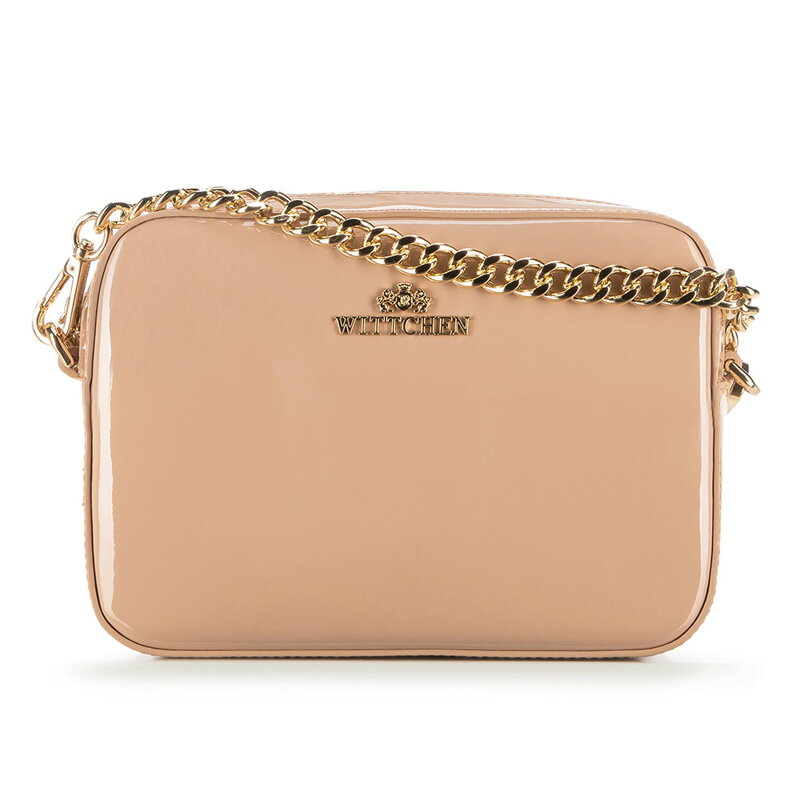 Damska listonoszka skórzana na złotym łańcuszku 89-4-146-8