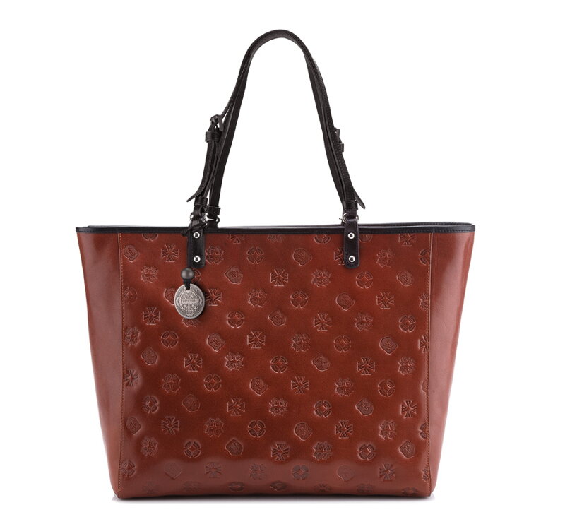 Torebka shopperka skórzana lakierowana z monogramem 33-4-003-5L Torebka shopperka skórzana lakierowana z monogramem 33-4-003-5L