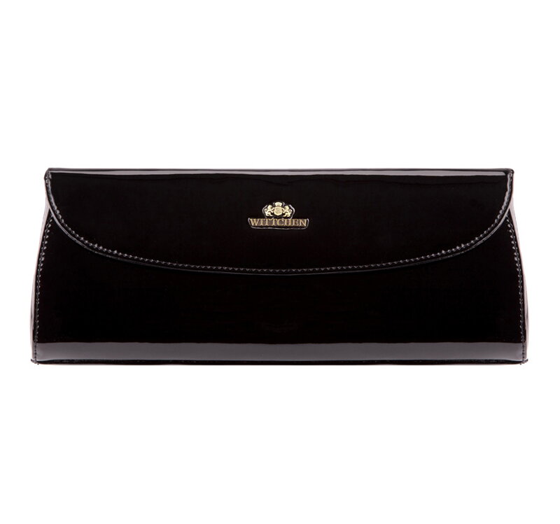 Kopertówka skórzana lakierowana czarna 25-4-514-1