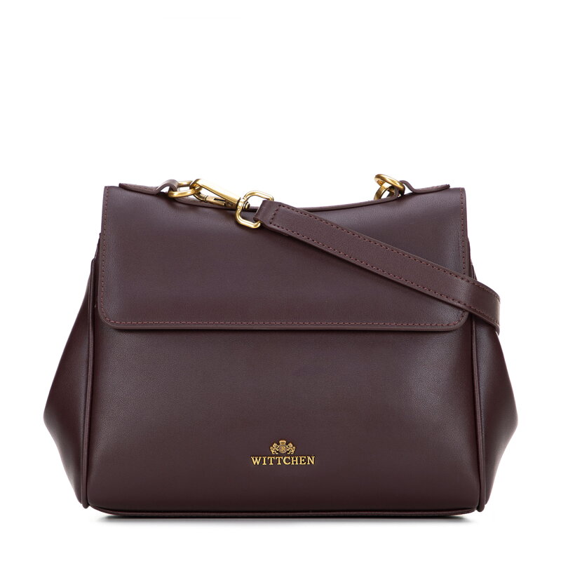 Damska torebka na ramię ze skóry naturalnej bordowa 101-4E-202-3