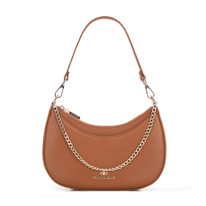 Dámska kožená bagetová kabelka s retiazkou