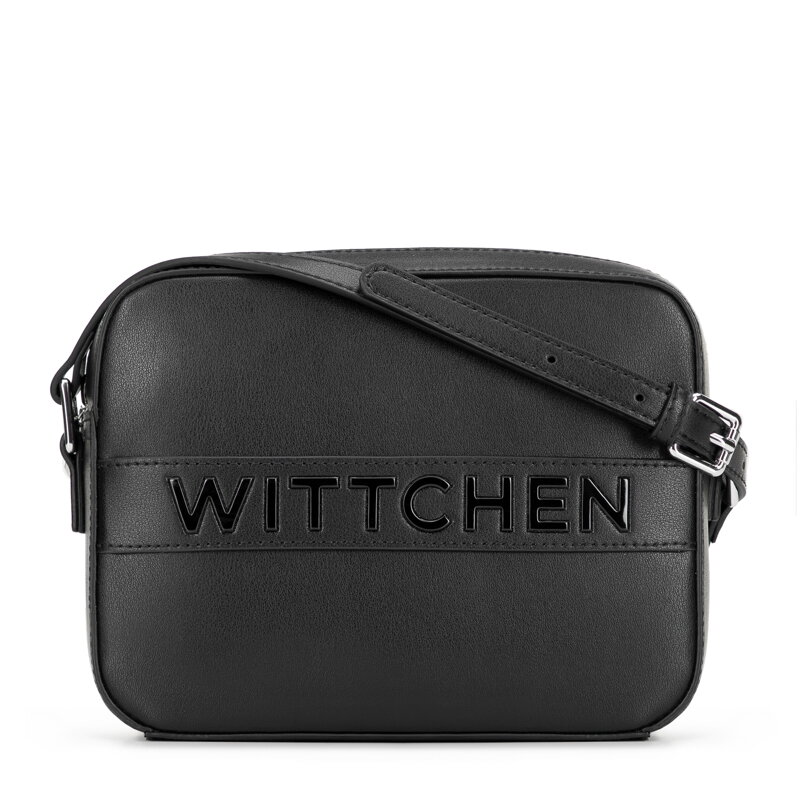 Damska listonoszka ze skóry naturalnej z logo czarna 102-4E-661-1