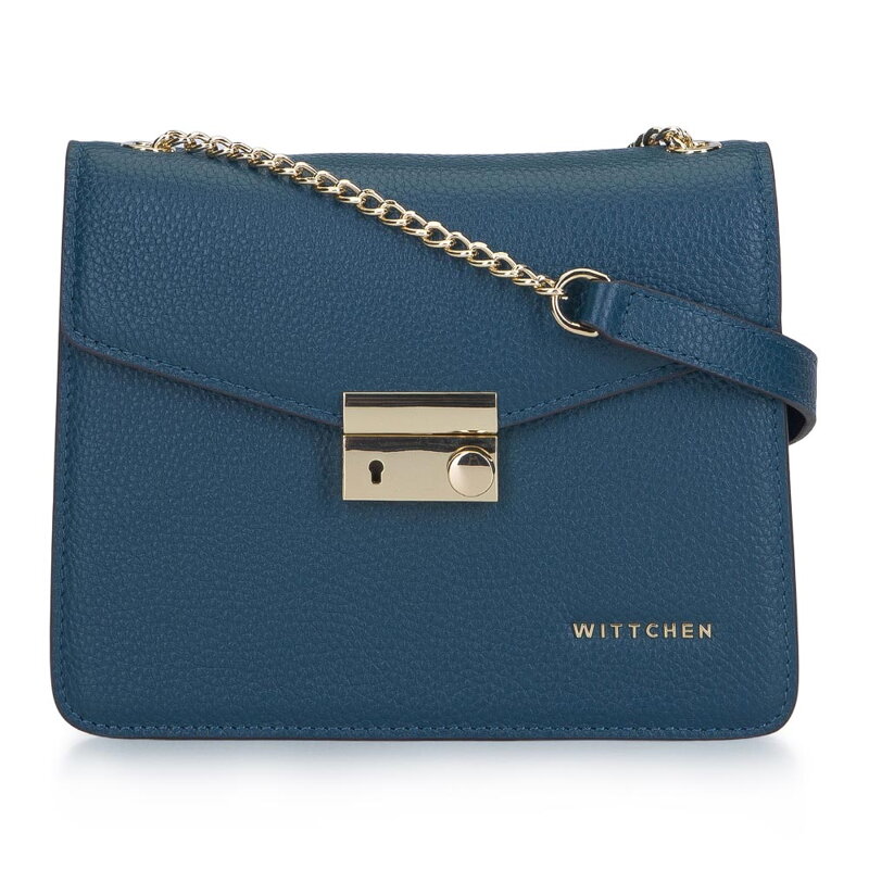 Torebka wieczorowa ze skóry groszkowej z klapą 93-4E-623-Z