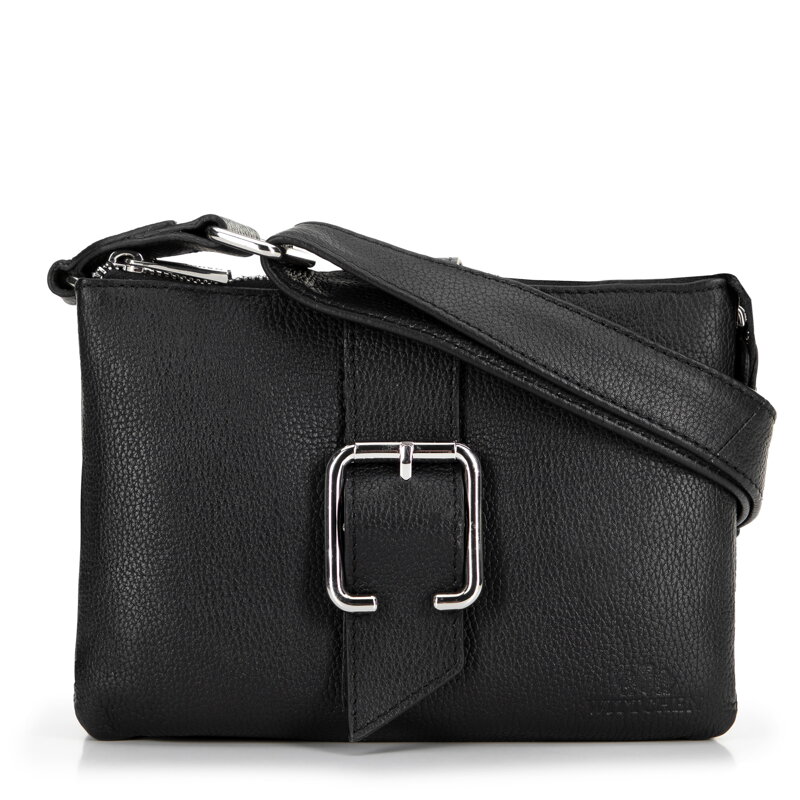 Dámska kožená crossbody kabelka s prackou čierna 99-4E-005-1 Dámska kožená crossbody kabelka s prackou čierna 99-4E-005-1