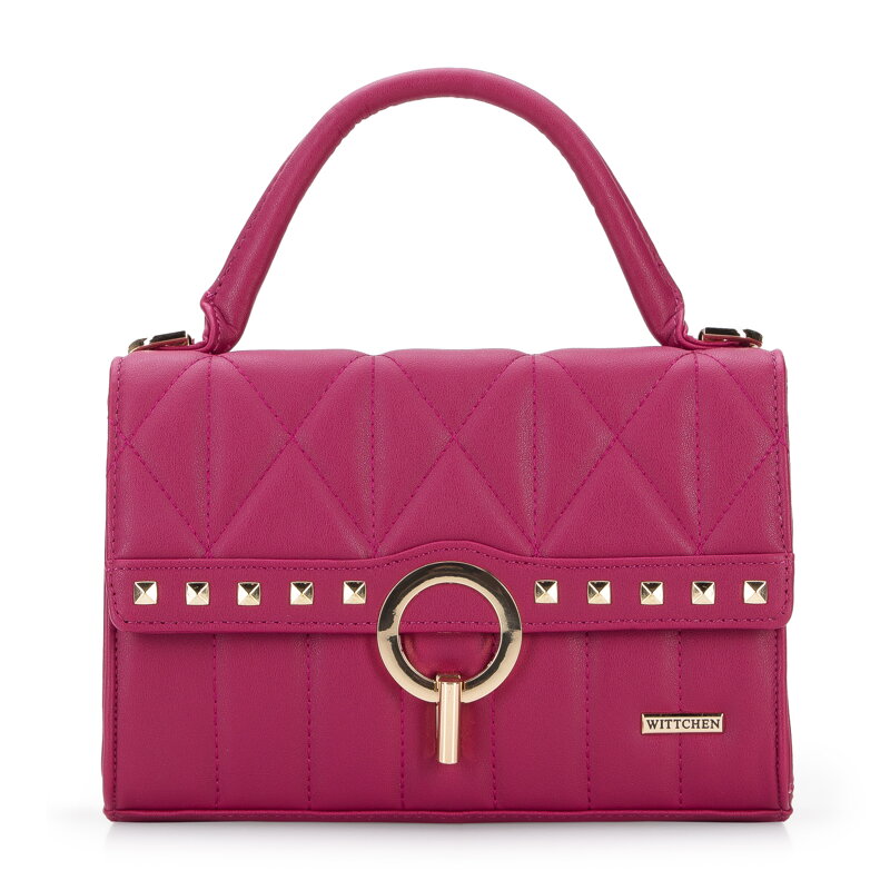 Torebka kuferek z pikowanej ekoskóry z nitami mała 96-4Y-206-P