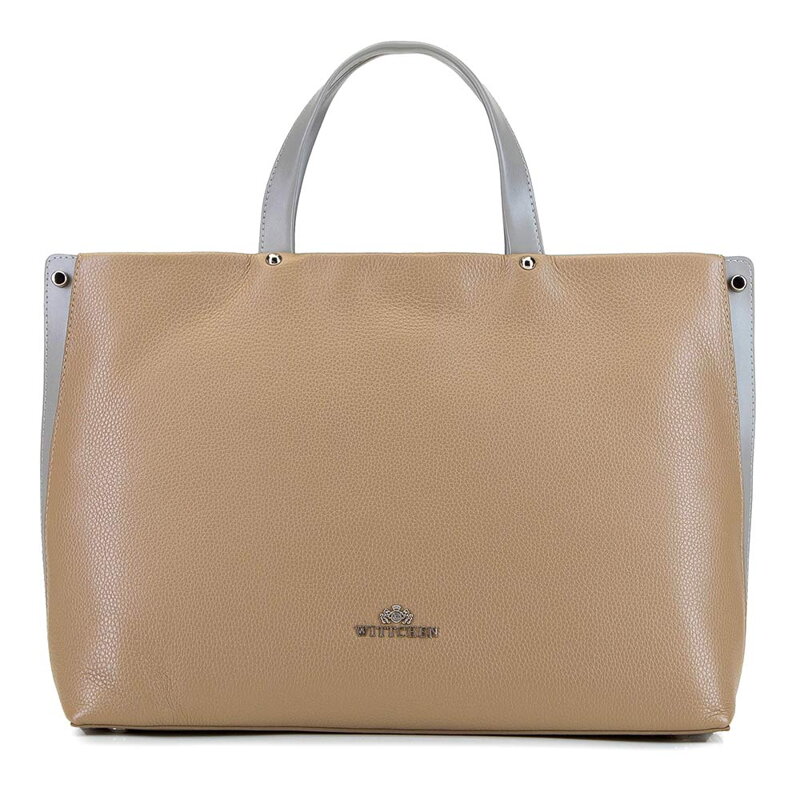 Torba skórzana z kieszenią na laptopa 11”/12” beżowo-szara 92-4E-310-9 Torba skórzana z kieszenią na laptopa 11”/12” beżowo-szara 92-4E-310-9