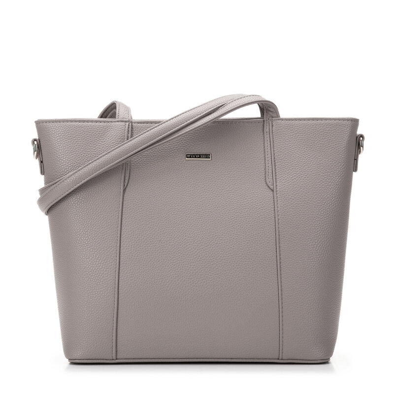 Torebka shopperka z ekoskóry z ozdobnym obszyciem szara 97-4Y-612-8