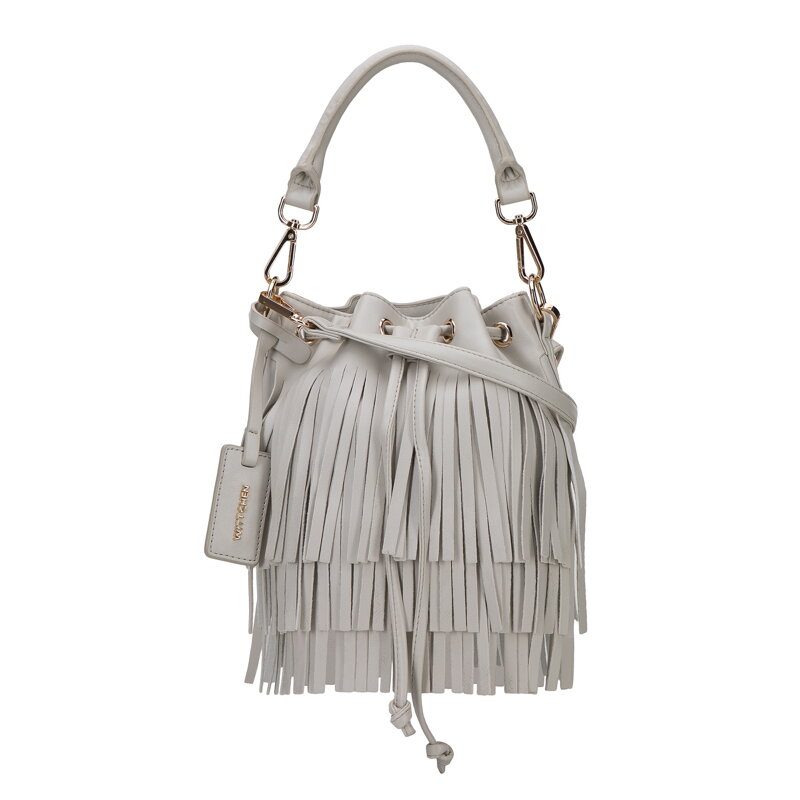 Torebka worek z ekoskóry z frędzlami 95-4Y-055-8