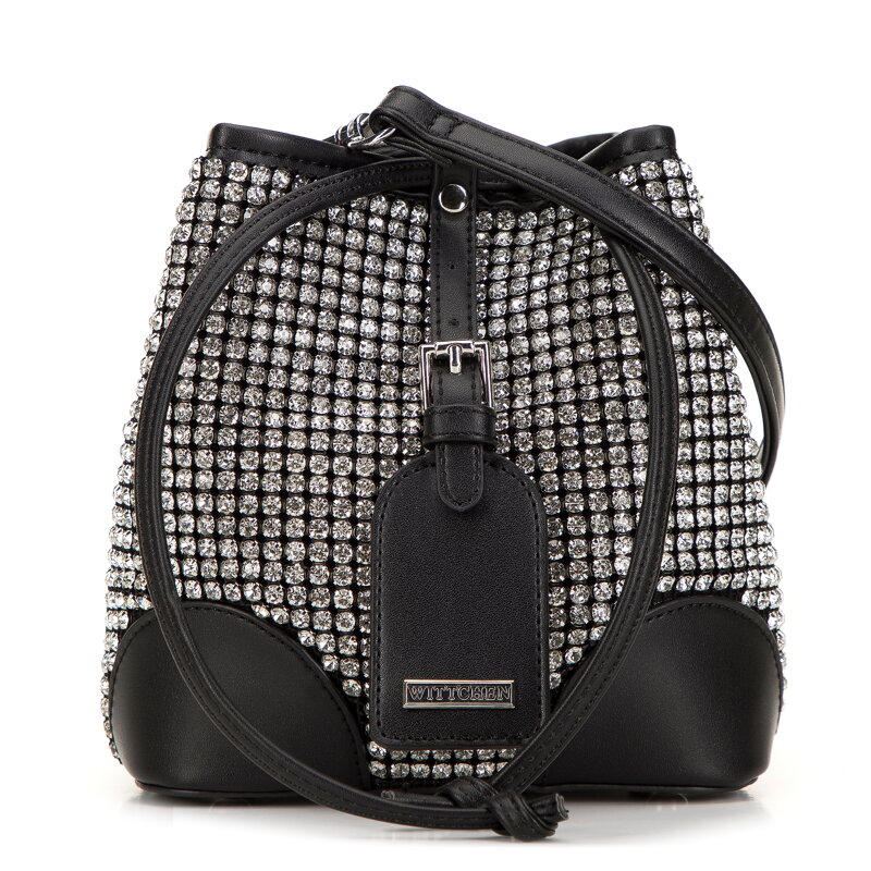 Torebka worek z kryształkami mała srebrna 98-4Y-021-S