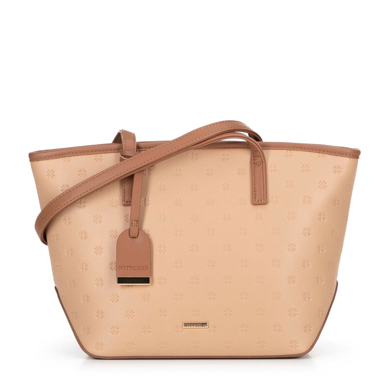 Dámska shopper kabelka z imitácie kože stredne béžová 100-4Y-218-9 Dámska shopper kabelka z imitácie kože stredne béžová 100-4Y-218-9
