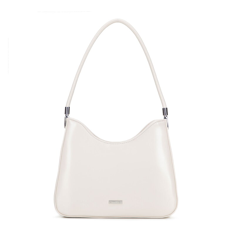 Stylowa torebka na ramię z imitacji skóry kremowa 101-4Y-434-0