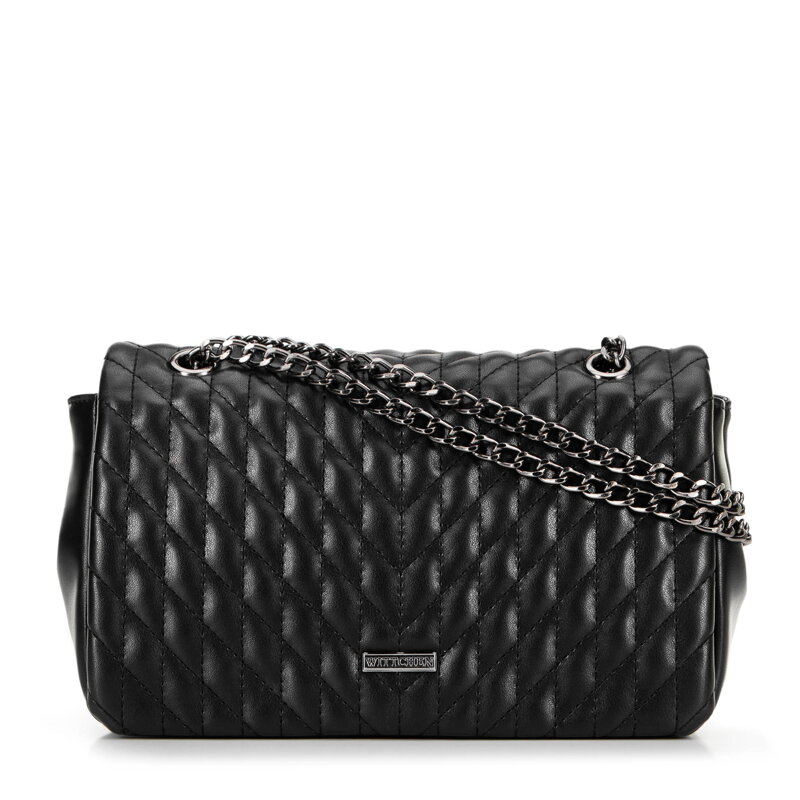 Damska crossbody z ekoskóry w geometryczne pikowanie czarna 99-4Y-604-1 Damska crossbody z ekoskóry w geometryczne pikowanie czarna 99-4Y-604-1