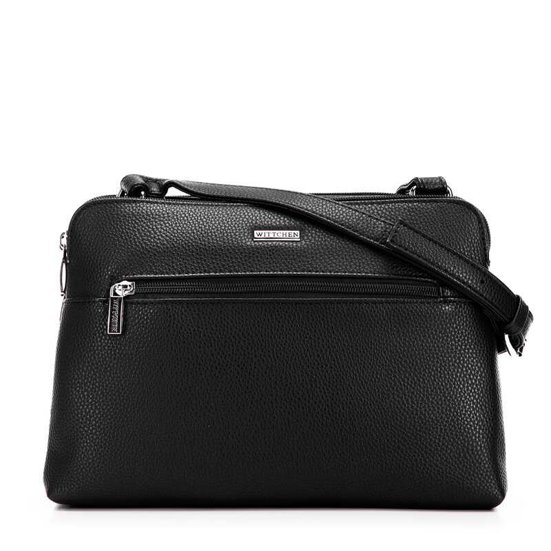 Dámska dvojpriehradková crossbody z ekokoža, čierna a strieborná 99-4Y-610-1S Dámska dvojpriehradková crossbody z ekokoža, čierna a strieborná 99-4Y-610-1S