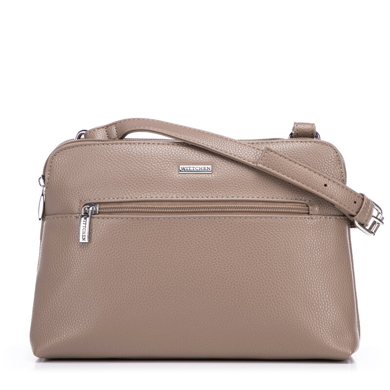 Damska crossbody dwukomorowa z ekoskóry beżowa 99-4Y-610-9 Damska crossbody dwukomorowa z ekoskóry beżowa 99-4Y-610-9