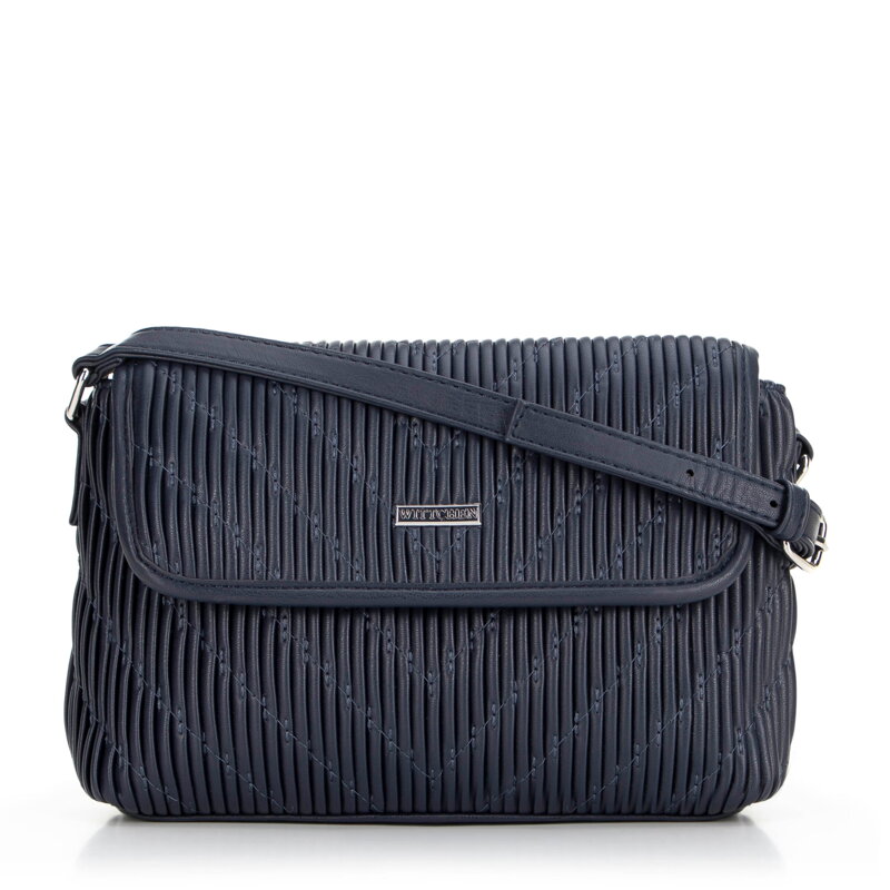 Damska crossbody w pionowe przeszycia z ekoskóry granatowa 99-4Y-635-7 Damska crossbody w pionowe przeszycia z ekoskóry granatowa 99-4Y-635-7