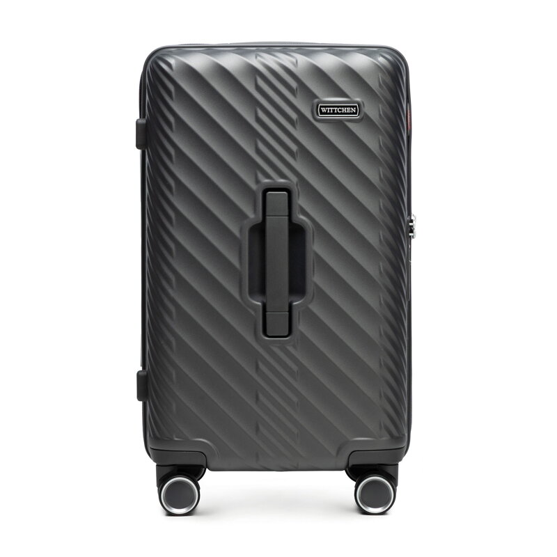 Mała walizka z polikarbonu w geometryczny wzór szara 56-3P-001-01