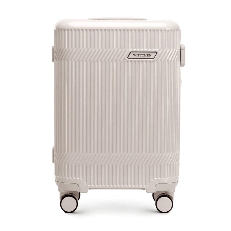 Walizka kabinowa z polikarbonu o błyszczącym wykończeniu beżowa 56-3P-011-01