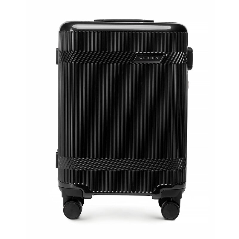 Walizka kabinowa z polikarbonu o błyszczącym wykończeniu czarna 56-3P-011-11