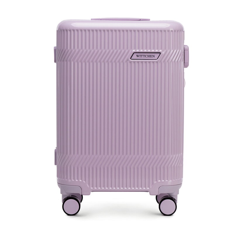 Walizka kabinowa z polikarbonu o błyszczącym wykończeniu lawendowa 56-3P-011-24