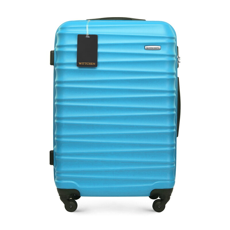 Średnia walizka z ABS - u i identyfikator z logo niebieska 56-3A-312-70Z5