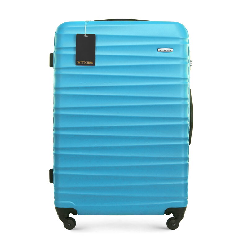 Duża walizka z ABS - u i identyfikator z logo niebieska 56-3A-313-70Z5