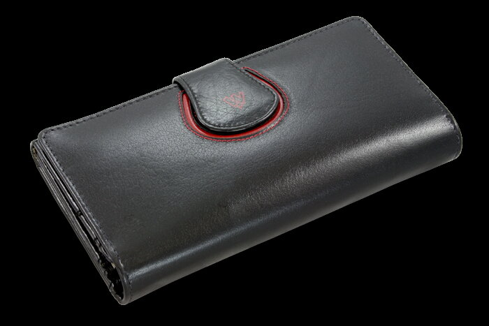Černá dámská kožená rámová peněženka s ozdobnou klopnou 511-1526-60/31