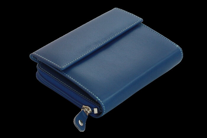 Multimodrá dámska kožená peňaženka s malou poklopom 511-2221-M97