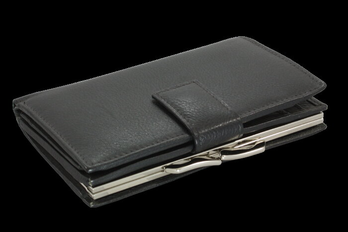 Černá dámská kožená rámová peněženka se zápinkou 511-6232-60