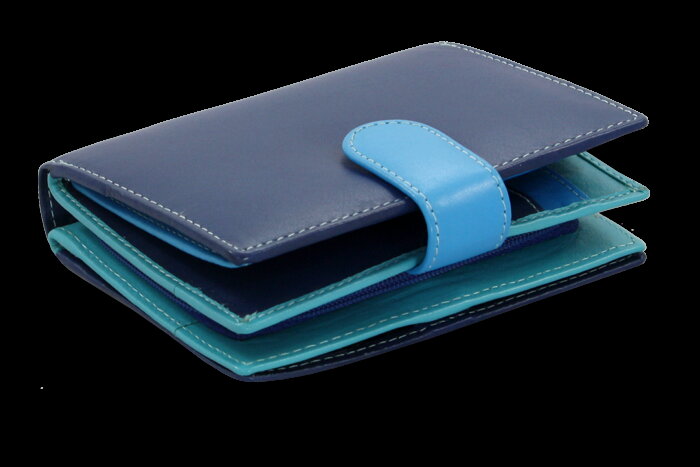 Multimodrá dámska kožená peňaženka so zápinkou 511-9769-M97