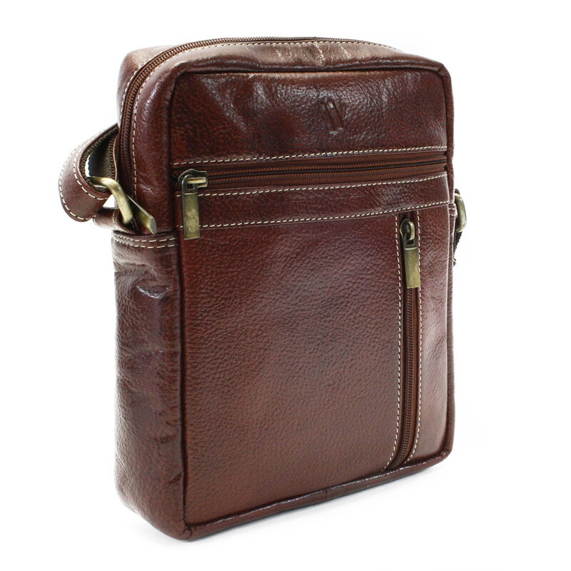 Červenohnedý pánsky kožený zipsový crossbag 215-1218-40 Červenohnedý pánsky kožený zipsový crossbag 215-1218-40