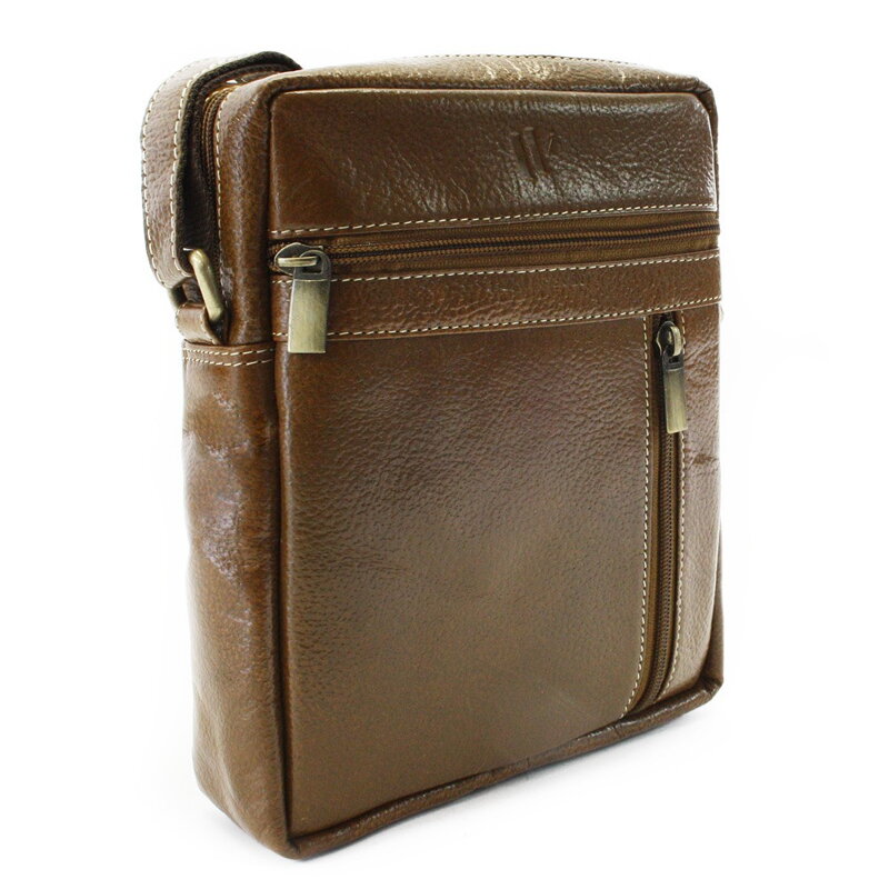 Tmavo hnedý pánsky kožený zipsový crossbag 215-1218-47 Tmavo hnedý pánsky kožený zipsový crossbag 215-1218-47