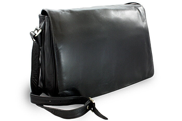 Čierna kožená klopnová kabelka 213-1195-60