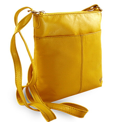 Žltá kožená zipsová kabelka 212-3013-86