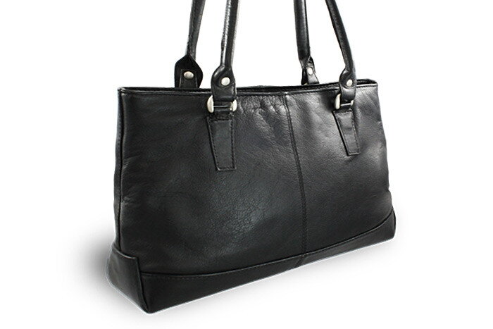 Čierna kožená zipsová kabelka s dvoma popruhmi 212-2058-60